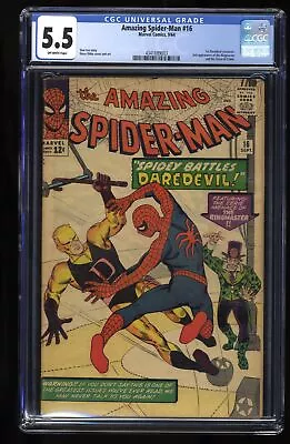 Buy Amazing Spider-Man #16 CGC FN- 5.5 Off White Battles Daredevil! Stan Lee! • 488.49£