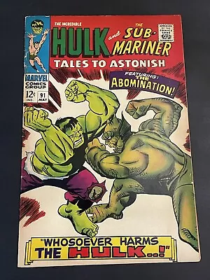 Buy TALES To ASTONISH # 91 MARVEL COMICS May 1967 ABOMINATION 1st COVER APPEARANCE • 50.45£