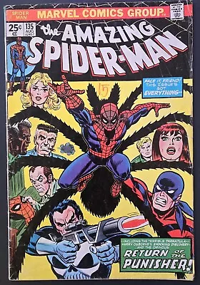 Buy THE AMAZING SPIDER-MAN #135 COMIC BOOK (MARVEL, 1974) BRONZE AGE 2nd Punisher + • 23.30£