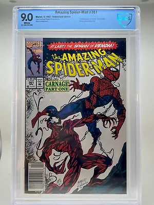 Buy Amazing Spider-Man 361 ~CBCS 9.0~(4/92)~White Pgs~Newsstand~1st Full App Carnage • 116.49£