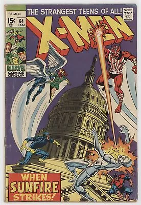 Buy Uncanny X-Men 64 Marvel 1970 FN 1st Sunfire Capitol Building Sal Buscema • 119.60£