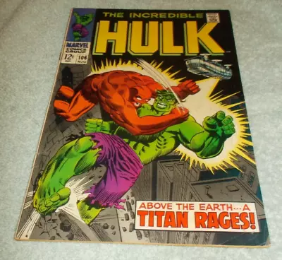 Buy The Incredible Hulk # 106 Gd+ Marvel Comic 1968 Silver Age 2nd Missing Link App • 19.38£