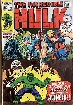 Buy Incredible Hulk #128. June 1970 Hulk Vs The Mighty Avengers Great Crossover • 14.99£