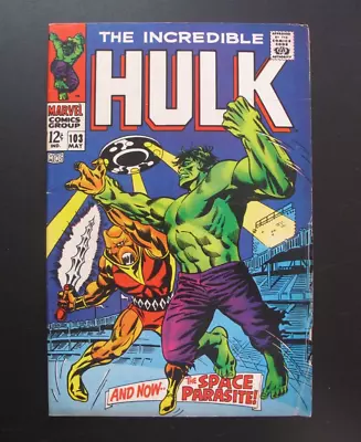 Buy Marvel Comics Group Comic Book Incredible Hulk No. 103 Space Parasite Color 1968 • 34.95£
