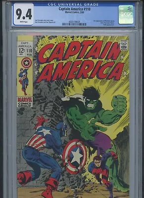 Buy Captain America #110 1969 CGC 9.4 (1st App Of Madame Hydra) • 621.29£