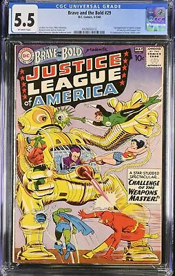 Buy Brave And The Bold #29 CGC FN- 5.5 Off White 2nd JLA! The Weapons Master! • 504.02£