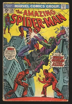 Buy AMAZING SPIDER-MAN #136 - Marvel Sept. 1971 VG 1st Harry Osborn As Green Goblin • 18.64£
