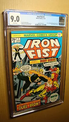 Buy Iron Fist 1 *cgc 9.0 White Pages* Vs Iron Man 1st Solo 1975 Classic Marvel Js65 • 205.80£