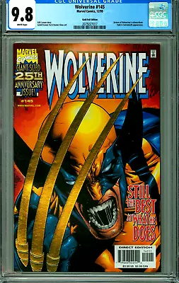 Buy WOLVERINE 145 CGC 9.8 WP GOLD FOIL EDITION -HULK SABRETOOTH DEADPOOL Marvel 1999 • 508.88£