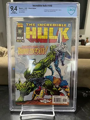 Buy Incredible Hulk #449 *cbcs 9.4 White Pages* Thunderbolts 1st Appearance *1997* • 124.26£