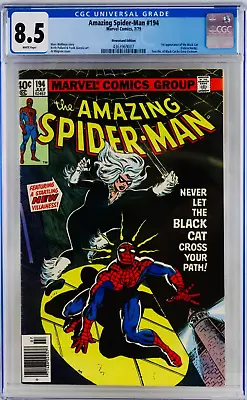 Buy Amazing Spider-Man #194 CGC 8.5 White Pages Newsstand 1st Black Cat App ASM 1979 • 232.97£