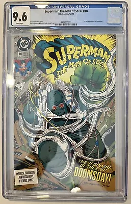 Buy Superman The Man Of Steel #18 CGC 9.6 White Newsstand 1992 Key 1st Full Doomsday • 76.88£