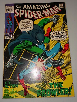 Buy AMAZING SPIDER-MAN #93 (1971 ; Nice FN/VF To VF- Cond...But Has Top Staple Pull) • 33.01£