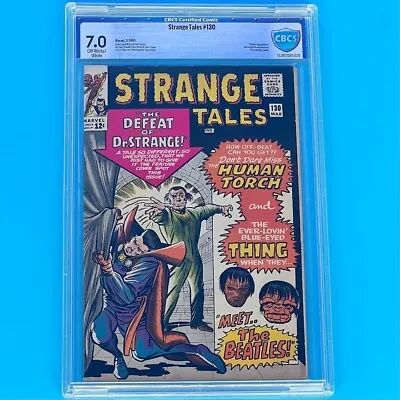 Buy Strange Tales #130 ⭐ CBCS 7.0 ⭐ Beatles Appearance! Dr Strange Marvel Comic 1965 • 135.91£