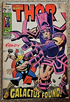 Buy The Mighty Thor #168, Marvel Comics 1969 Origin Of Galactus  Lee/Kirby • 46.59£