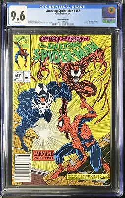 Buy The Amazing Spider-Man #362 CGC 9.6 WP 1992 Marvel Comics 4445177005 Newsstand • 62.23£