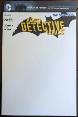 Buy Detective Comics #20 2012 Blank Variant Sketch Cover Dc New 52 Batman • 7.76£