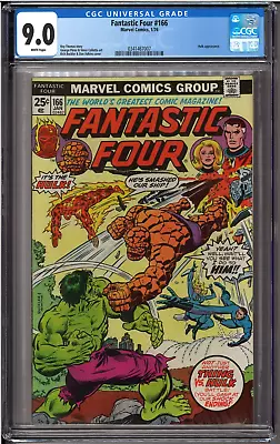 Buy Fantastic Four #166 CGC 9.0 White Pages Hulk App • 65.62£