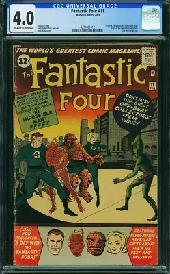 Buy FANTASTIC FOUR #11 (1963) CGC 4.5 OW KEY Marvel Origin FF Retold 1st App Impo • 286.57£