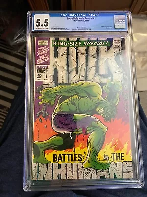 Buy 1968 Marvel Comics Incredible Hulk Annual #1 CGC 5.5 • 240.75£