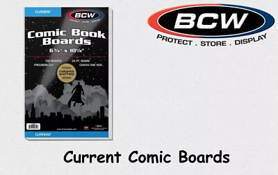 Buy BCW - 100 Comic Book Backing Boards - Current - 24 Pt. - Coated - NEW! Original Packaging! • 9.85£