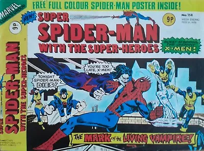 Buy SUPER SPIDER-MAN With The SUPER-HEROES No. 158 Feb. 21st 1976 Marvel Comic VGC • 6.21£