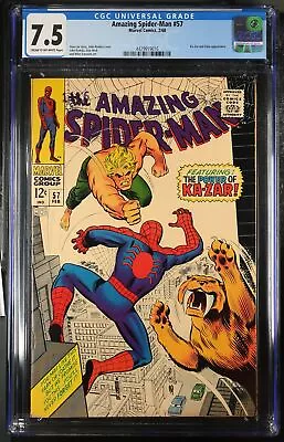 Buy Amazing Spider-Man #57 - Marvel Comics 1968 CGC 7.5 Ka-Zar And Zabu Appearance. • 107.95£