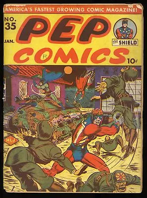 Buy Pep Comics #35 GD+ 2.5 Japanese WWII War Cover! Archie 1943 • 1,237.91£