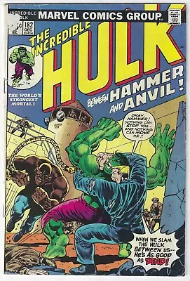 Buy Incredible Hulk #182 (1974) 3rd App Of Wolverine Has Value Stamp Marvel Comics • 62.12£