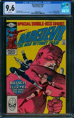 Buy DAREDEVIL #181 ❄️ CGC 9.6 WHITE PGs ❄️ Elektra  Death  Frank Miller Marvel 1982 • 100.18£