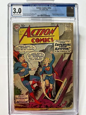 Buy Action Comics #252 Origin & 1st App. Supergirl Superman DC Comic 1959 CGC 3.0 • 1,241.80£