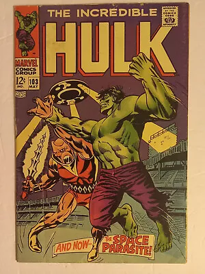 Buy Marvel Comics THE INCREDIBLE HULK #103 Space Parasite Appearance 1967 VG! • 19.42£