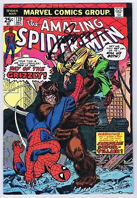 Buy Amazing Spider-Man #139 VF/NM Signed W/COA Gerry Conway 1st Grizzly 1974 Marvel • 147.52£