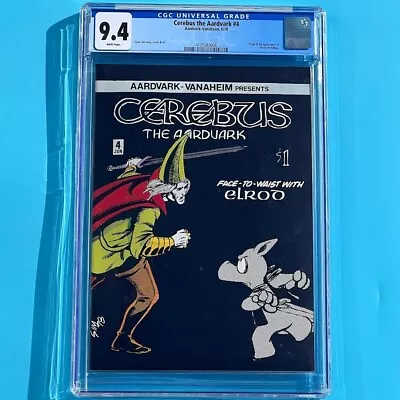 Buy Cerebus The Aardvark #4 ❄️ CGC 9.4 WHITE ❄️ 1st ELROD The Albino! Dave Sim 1978 • 407.72£