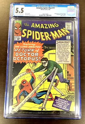 Buy AMAZING SPIDER-MAN #11 CGC 5.5 Marvel 2ND APPEARANCE Of DOCTOR OCTOPUS!! (1964) • 543.62£