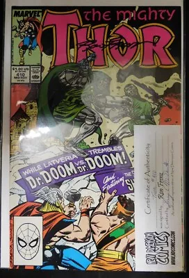Buy Thor 410 Marvel Comic Signed Ron Frenz W/coa Dr.doom Defalco Sinnott 1989 Vf+ • 6.21£