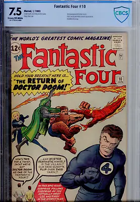 Buy Fantastic Four #10 CBCS 7.5 (like CGC 7.5)  3rd DOCTOR DOOM! Ant-Man, Hulk Cameo • 1,166.96£