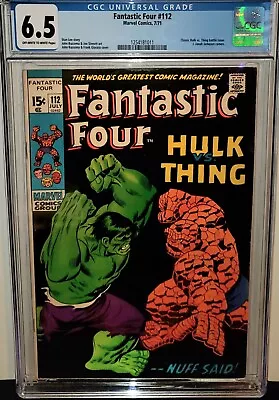 Buy Fantastic Four #112 Cgc 6.5 1st Print! Classic Hulk Vs Thing Battle! Galactus! • 232.94£