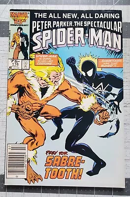 Buy Spectacular Spider-Man #116 (Marvel, 1986) Sabretooth 1st App Of The Foreigner • 9.31£