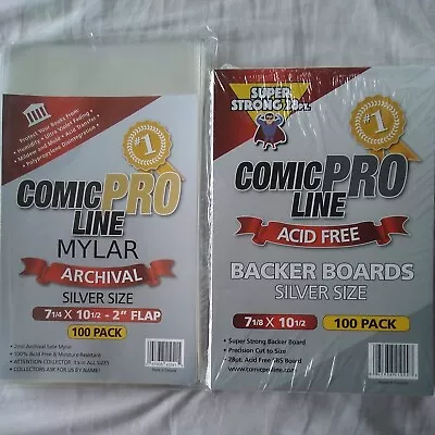 Buy Comic Pro  Mylar/mylites  & Acid Free Backing Boards Silver Age Size  10 Of Each • 9.99£