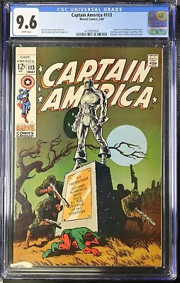 Buy 1969 Captain America 113 CGC 9.6. Classic Cover. Death Of Captain America. • 594.10£