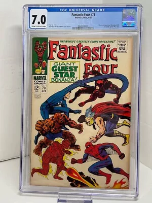 Buy Fantastic Four #73 CGC 7.0, Daredevi, Spider-Man, Thor Appear, Stan Lee (1968) • 85.43£