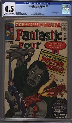 Buy Fantastic Four Annual 2 Cgc 4.5 Oww Pages Origin Of Doctor Doom L9 • 342.31£