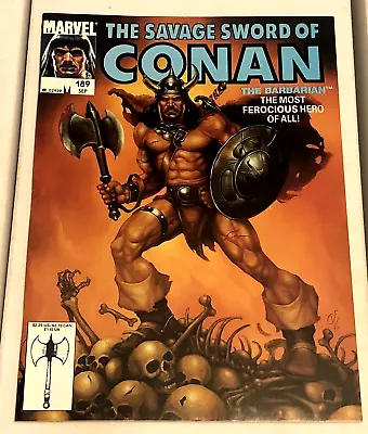 Buy Savage Sword Of Conan #189 (1991) High-grade!  Awesome Skull & Bones Cover!  Vf+ • 7.25£