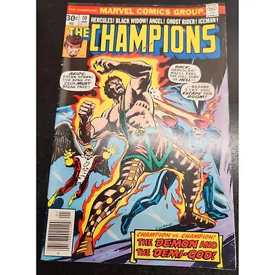 Buy Marvel The Champions #10  Hercules Black Widow Angel Ghost Rider Iceman  1977 • 6.02£