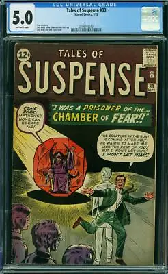 Buy TALES OF SUSPENSE #33 CGC 5.0 Marvel 1962 Stan Lee! RARE! See Scan! L9 213 Cm • 252.40£
