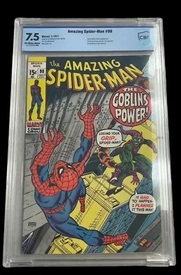 Buy Amazing Spider-Man #98 CBCS 7.5 OW/W PGS 1971 Marvel Green Goblin 3rd Drug Tale • 155.32£