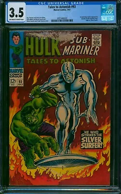 Buy Tales To Astonish #93 (1967) ⭐ CGC 3.5 ⭐ Hulk Vs. Silver Surfer! Marvel Comic • 107.95£