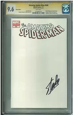 Buy The Amazing Spider-man 648 2011 CGC 9.6 SS Blank Sketch Variant Signed Stan Lee • 854.26£
