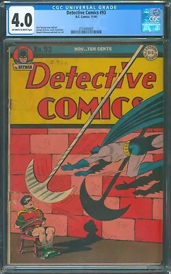 Buy Detective Comics #93 🌟 CGC 4.0 🌟 Rare! Golden Age Batman & Robin DC Comic 1944 • 485.38£